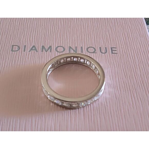 Stunning 3 Ct. DIAMONIQUE Princess Cut Channel Set Eternity Band Ring Sz 7 - Picture 2 of 3